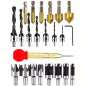 23Pcs Woodworking Chamfer Drilling Tool Countersink Drill Bits Wood Plug Cut