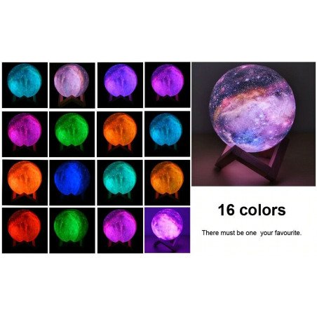 3D Printing Remote Moon Lamp USB LED Night Light Moonlight Touch Color Changing