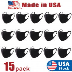 15pcs Black Face Mask Fashion Reusable Washable Cover Mask Men Women Made