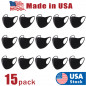 15pcs Black Face Mask Fashion Reusable Washable Cover Mask Men Women Made