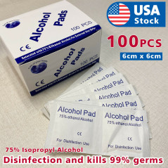 100PCS Disposable 75% Alcohol Cotton Prep Pad Sterilization Swabs Cleanser Wipes