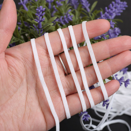 10 yards Elastic Band Flat 1/8" 3mm Trim Spandex make mask string DIY mask White