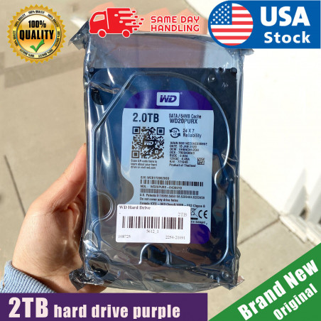WD Purple 2TB Surveillance Hard Disk Drive 5400 RPM SATA 6Gb/s 64MB Cache 3.5"