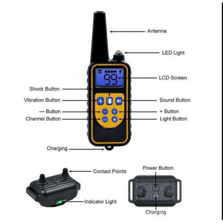 Rechargeable 2600 FT LCD Remote Dog Shock Training Collar Waterproof Pet Trainer