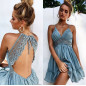 Womens Backless Sleeveless Bohemia Mini Dress Summer Beach Party Short Sundress