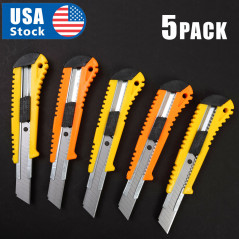 5x Lot Knife Utility Box Cutter Retractable Snap Off Lock Razor Sharp Blade Tool