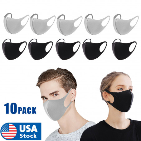 10PCs Black Face Fashion Mask SELLER Washable Reusable Unisex Adult