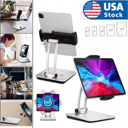 Tablet Stand Holder Adjustable, Folding 360°Swivel iPad iPhone Desk Tablet Holde