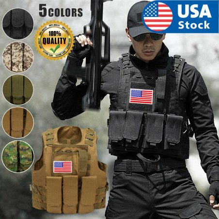 Tactical Air soft Paintball MOLLE Plate Carrier Combat Play Vest with Flag
