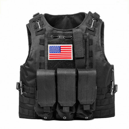 Tactical Air soft Paintball MOLLE Plate Carrier Combat Play Vest with Flag