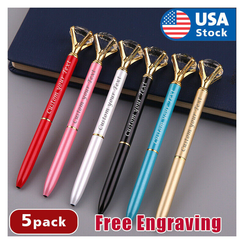 5 pcs Custom Printed bright light pens Personalized pens Diamond wedding gift