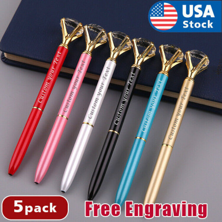 5 pcs Custom Printed bright light pens Personalized pens Diamond wedding gift