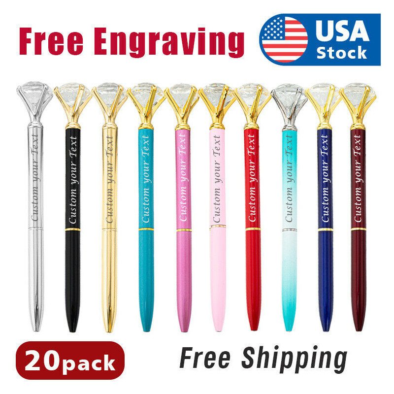 20pcs Custom Printed bright light pens Personalized pens Diamond wedding gift