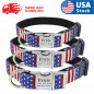 Custom  Flag Dog Collar with personalized dog name plate tag ID