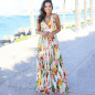 Women Floral Sexy Backless Evening Party Beach Long Maxi Dresses Boho Sundress