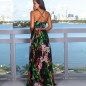 Women Floral Sexy Backless Evening Party Beach Long Maxi Dresses Boho Sundress