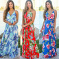 Women Floral Sexy Backless Evening Party Beach Long Maxi Dresses Boho Sundress