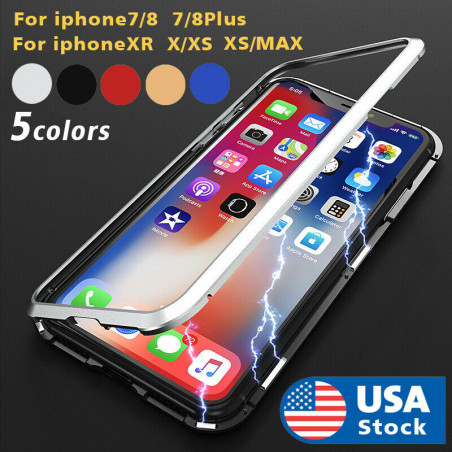 360° Magnetic Adsorption Phone Case Glass Cover For iPhone Xs Max Xr 7 8 Plus US