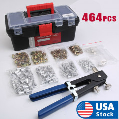 464 PCS Heavy Duty Blind Rivet Nut Rivnut Nutsert Insert Tool Rivnuts Set Kit