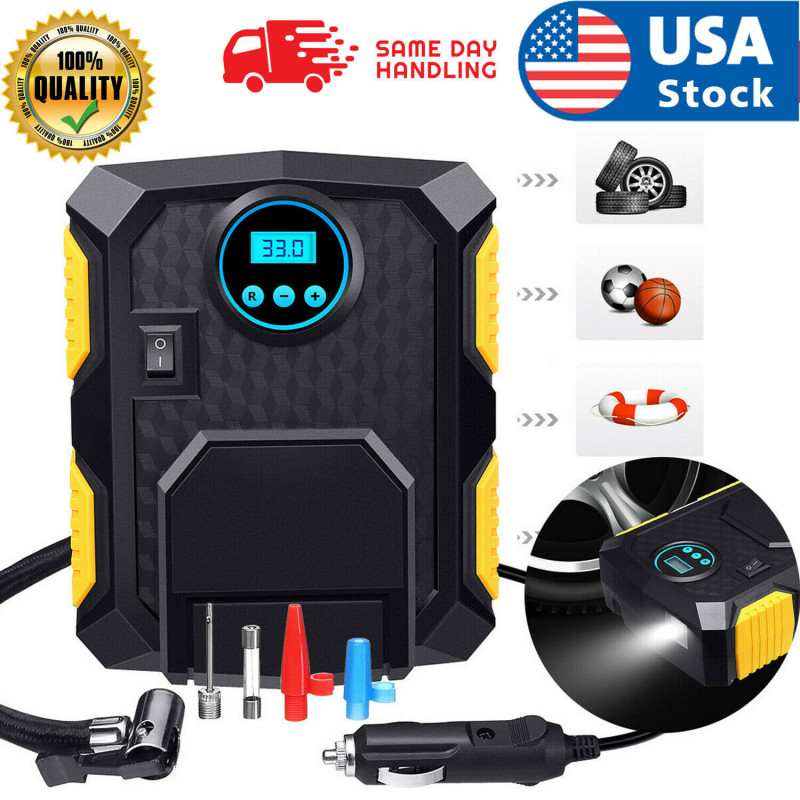 Auto STOP Air Inflator Car Tire Pump Compressor Electric Portable 12V DC 150 PSI