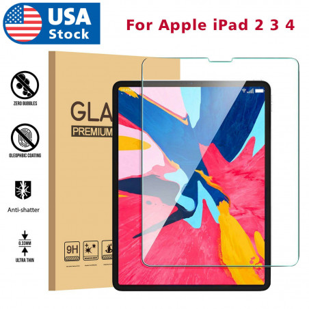 Tempered Glass Film Screen Protector Ultra Thin Clear For Apple iPad  2 3 4 Gen