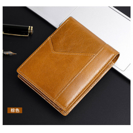 Genuine Leather Minimalist Bifold Wallets For Men RFID Blocking Slim Mens Wallet