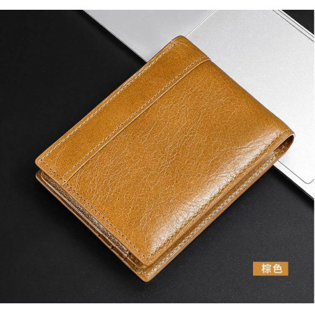 New Genuine Leather Wallets For Men Slim Minimalist Bifold Wallet RFID Blocking
