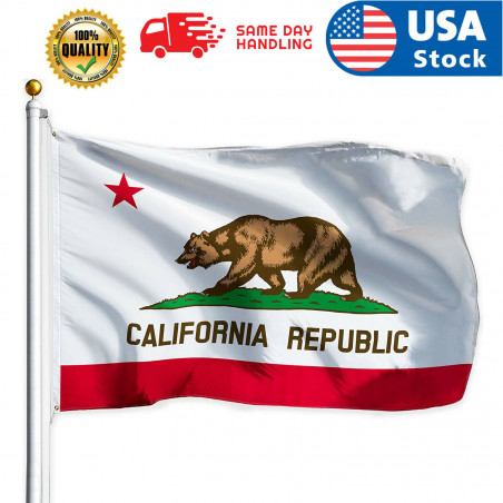 New California Double Head Republic Flag Banner 3x5ft Heavy Duty 150D Polyester