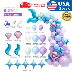 93pcs Mermaid Tail Balloon Garland Arch Mermaid Theme Birthday Party Decorations