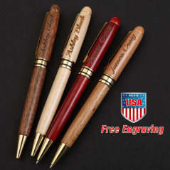 4PCS Personalized Wood Ballpoint Pens set Customized Laser Engraved bulk pens