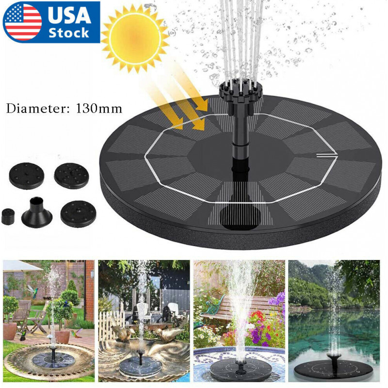 Outdoor Solar Powered Floating Water Fountain Pump Bird Bath Garden Pond Pool US