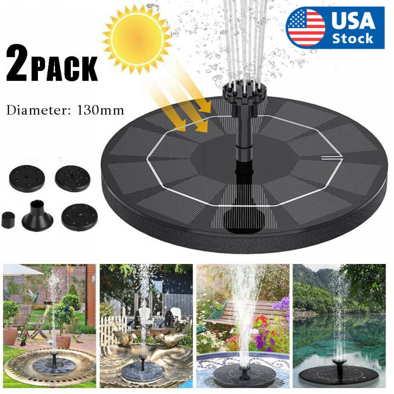 2XOutdoor Solar Powered Floating Water Fountain Pump Bird Bath Garden Pond Pool