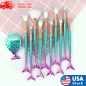 11Pcs Makeup Brushes Set Cosmetic Mermaid Eyebrow Eyeliner Face Lip Pencil Brush