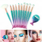 11Pcs Makeup Brushes Set Cosmetic Mermaid Eyebrow Eyeliner Face Lip Pencil Brush