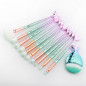 11Pcs Makeup Brushes Set Cosmetic Mermaid Eyebrow Eyeliner Face Lip Pencil Brush