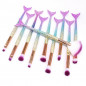 11Pcs Makeup Brushes Set Cosmetic Mermaid Eyebrow Eyeliner Face Lip Pencil Brush