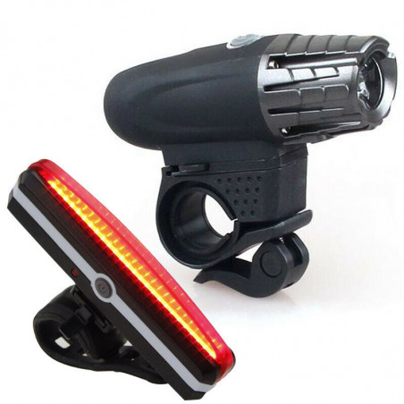 8.4V Rechargeable Cycling Light Bike Bicycle LED Front Rear Lamp Set US