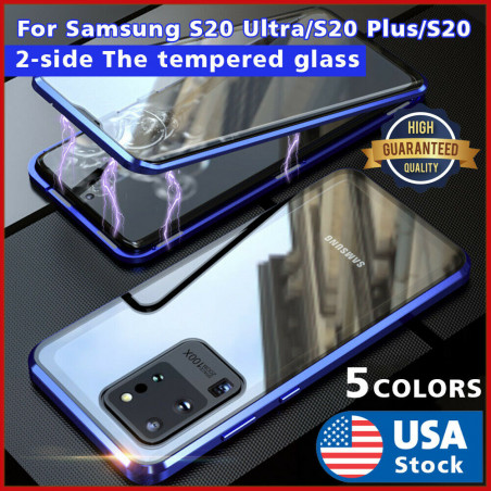 SUA Magnetic Metal Tempered Glass Case Cover For Samsung S20 Ultra/S20 Plus/S20
