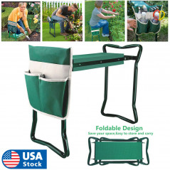 Garden Kneeler Seat Foldable Soft Kneeling Pad Bench Portable Stool +Tool Pouch