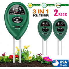 2PC 3-in-1 Soil Tester Meter For Garden Lawn Plant Moisture/Light/pH Sensor Tool