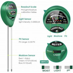2PC 3-in-1 Soil Tester Meter For Garden Lawn Plant Moisture/Light/pH Sensor Tool