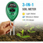 2PC 3-in-1 Soil Tester Meter For Garden Lawn Plant Moisture/Light/pH Sensor Tool