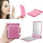 Folding Pocket Mirror Cosmetic Compact with 8 LED Lights Lamps Makeup Portable