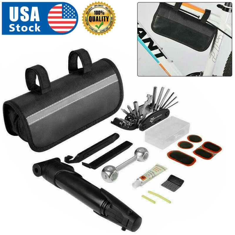 ROCKBROS Bike Portable Tyre Bike Repair Kit Tool Bag Multi-function Tool Black