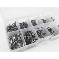 1000pcs Fish Hooks 10 Sizes Fishing Black Silver Sharpened With Box Quality kit