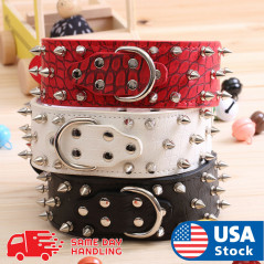PU Faux Synthetic leather spiked Rivet dog collar Rivet FOR LARGE Dog / pitbull