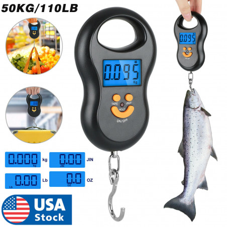 Digital Fish Scale Postal Hanging Hook Luggage Weight LCD Mini Portable 110 lb