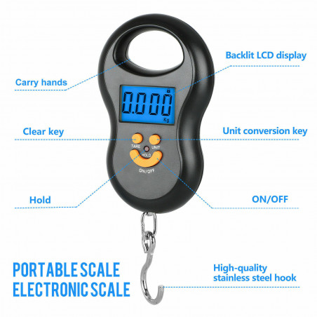 Digital Fish Scale Postal Hanging Hook Luggage Weight LCD Mini Portable 110 lb