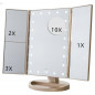 USB LED Tri-Fold 2X 3X 10X Magnifying Makeup Mirror Touch Screen Standing Lights