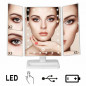 USB LED Tri-Fold 2X 3X 10X Magnifying Makeup Mirror Touch Screen Standing Lights